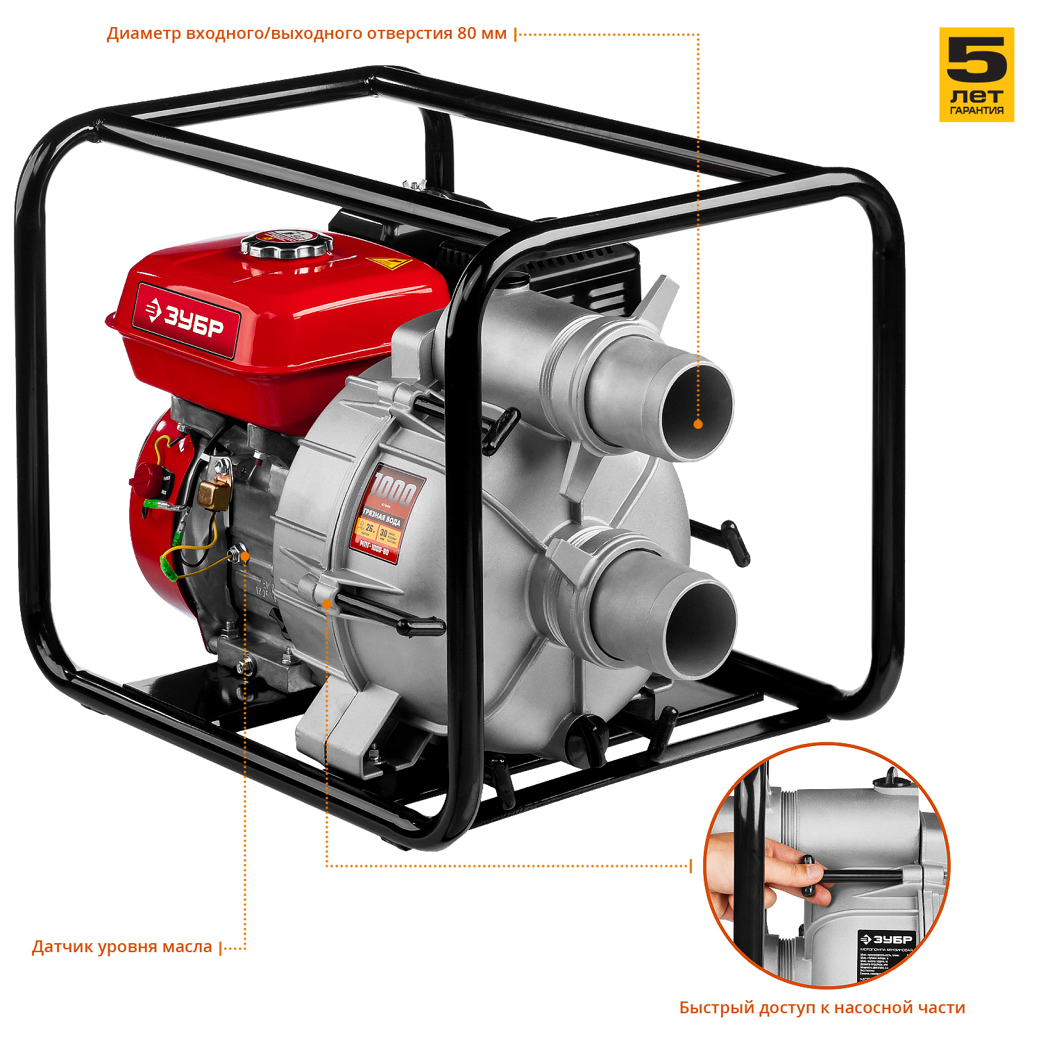 Мотопомпа бензиновая МПГ-1000-80