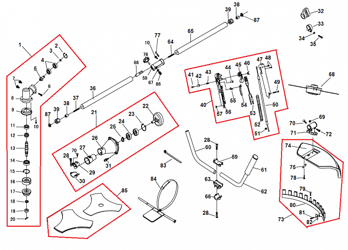 2 ШТАНГА - РУЧКА - ТРОС ТРИММЕР CHAMPION Т266