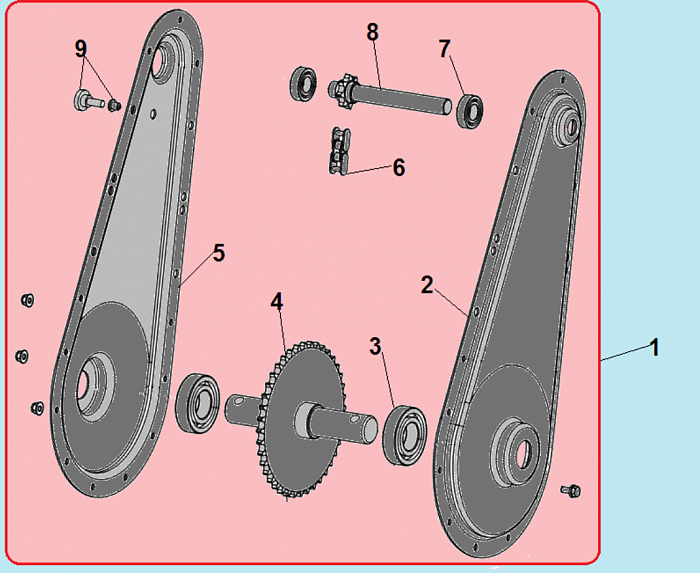 4 РЕДУКТОР - ШЕСТЕРНИ - ЦЕПЬ КУЛЬТИВАТОР CHAMPION ВC6712